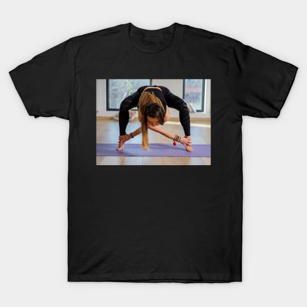 Woman in various yoga postures T-Shirt by naturalis